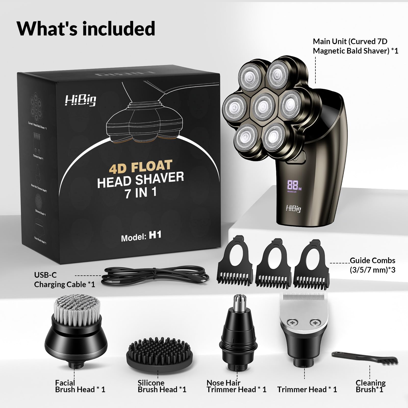 HiBig USB-C fast charging powers the shaver quickly for travel-ready grooming