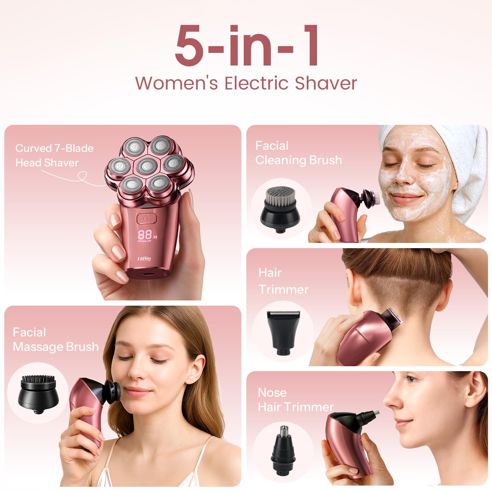 HiBig waterproof IPX7 design for wet and dry shaving in the shower.