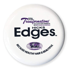 Hicks Total Transformations Edges Styling Gel bottle provides strong hold for sleek edges.