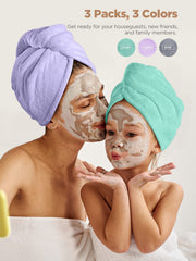 Hicober drying wrap hair purple closeup emphasizing gentle, fast moisture absorption.