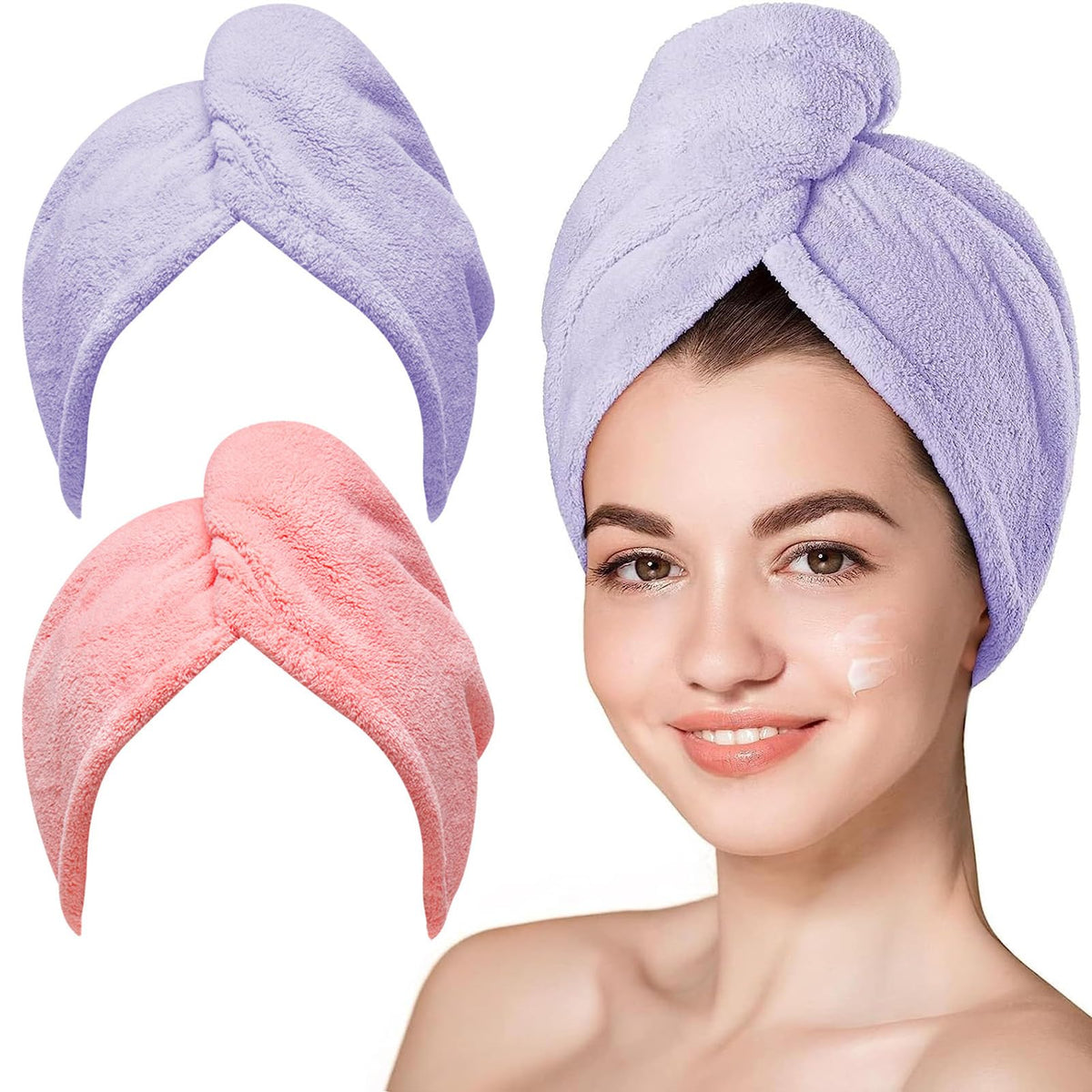 Hicober microfiber hair towel close-up shows ultrafast moisture absorption