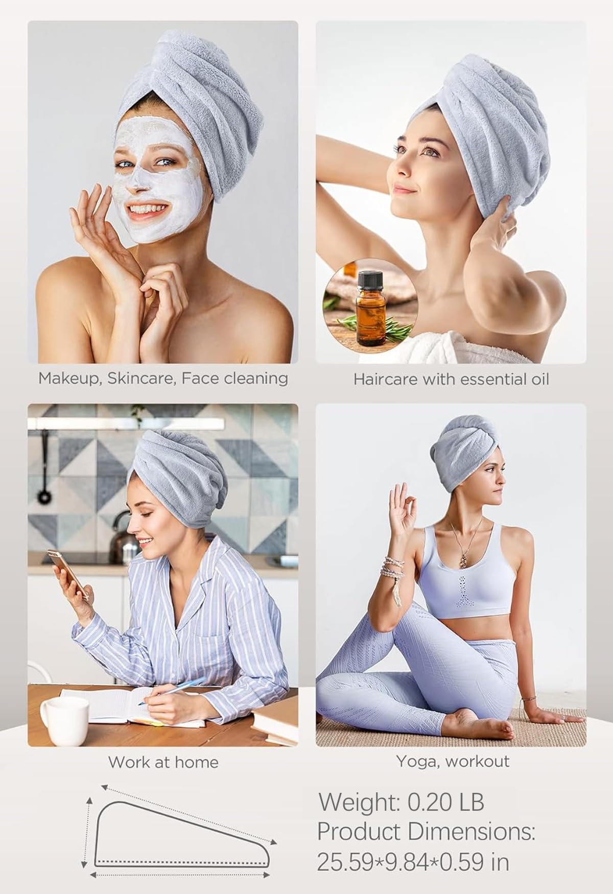 Hicober microfiber hair towel wrap after gym aids quick routine