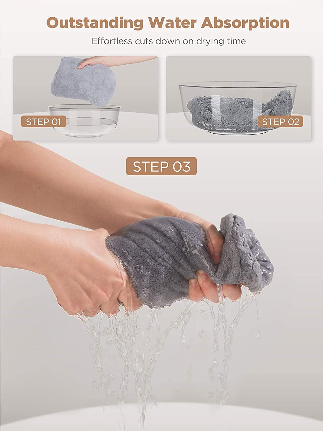 Hicober microfiber hair towel wrap travel-friendly design for compact packing
