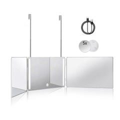 HIEEY 3 Way 360 Trifold Mirror with LED for clear makeup visibility.