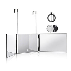 HIEEY 3 Way Mirror with LED lights front view for precise grooming and makeup