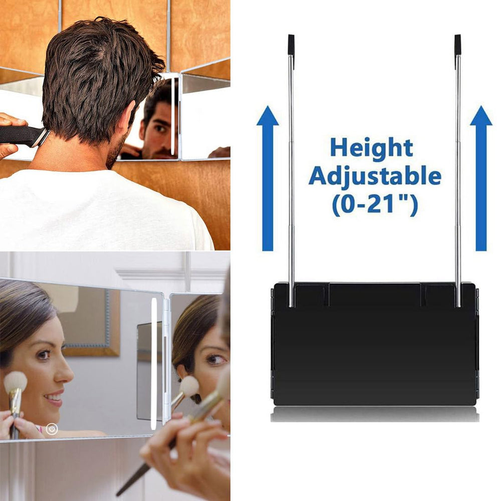 HIEEY 3 Way Mirror with height-adjustable hooks in use