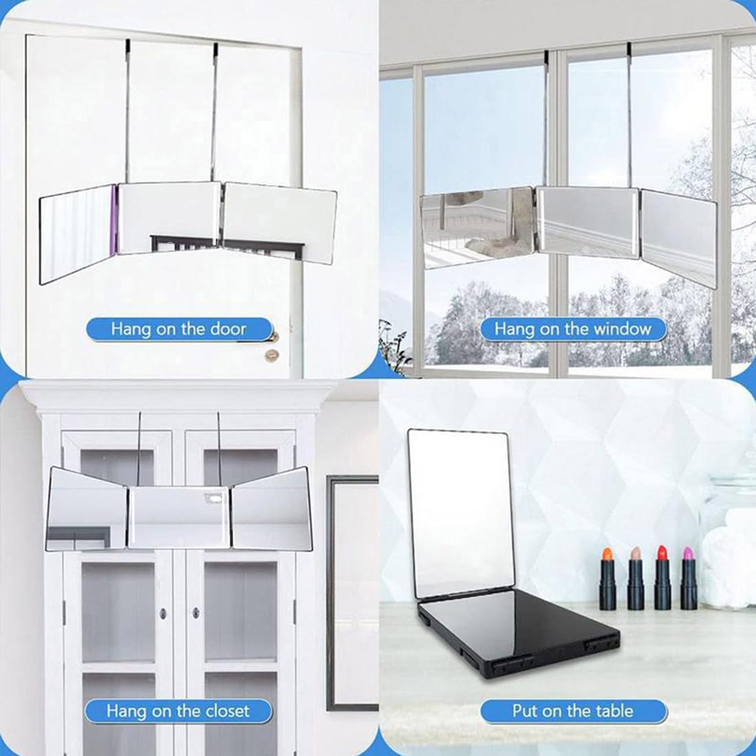 HIEEY 3 Way Mirror used for makeup on vanity