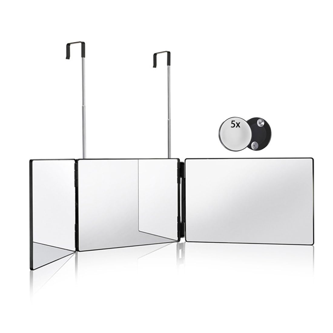 HIEEY 3-way mirror vanity setup with wide-angle viewing for styling.