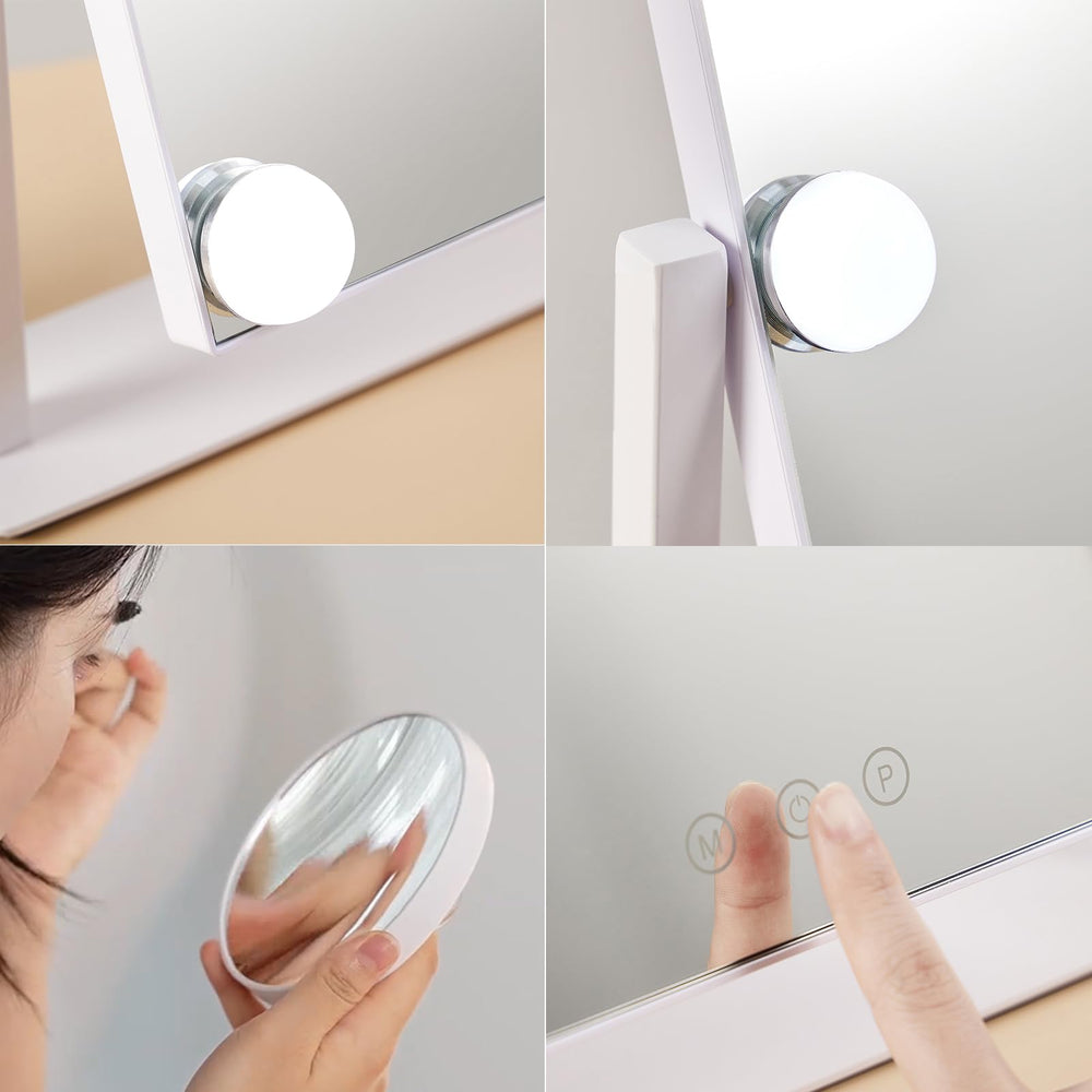HIEEY Hollywood makeup mirror with detachable 4in 20x magnification for detail work