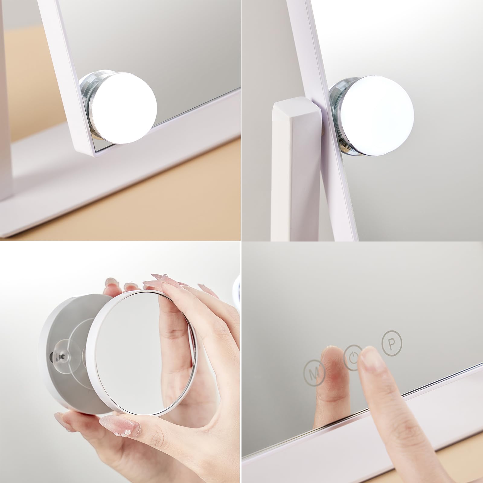 HIEEY mirror featuring detachable 5X magnification for precise detail work.