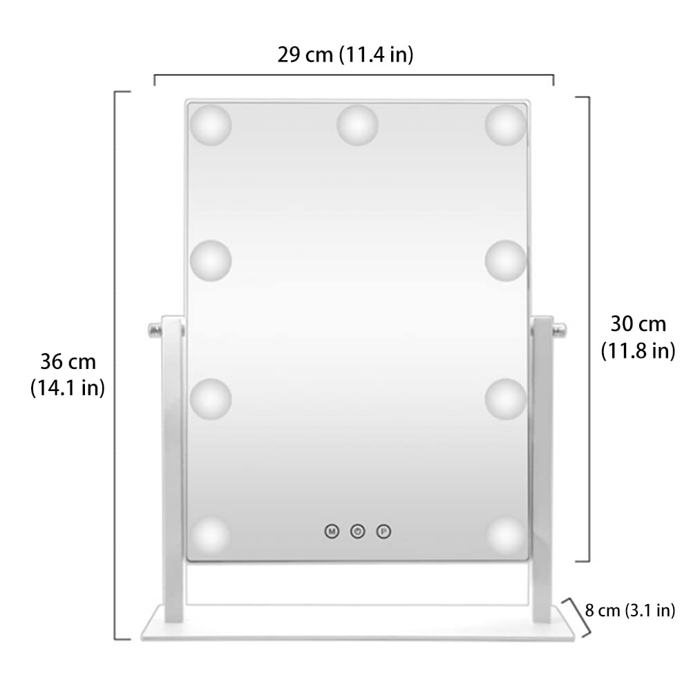 HIEEY vanity mirror with three color modes for day, neutral, or warm lighting