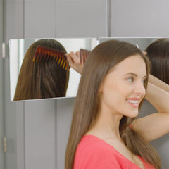 HIEEY LED-lit mirror closeup highlights precise grooming details.