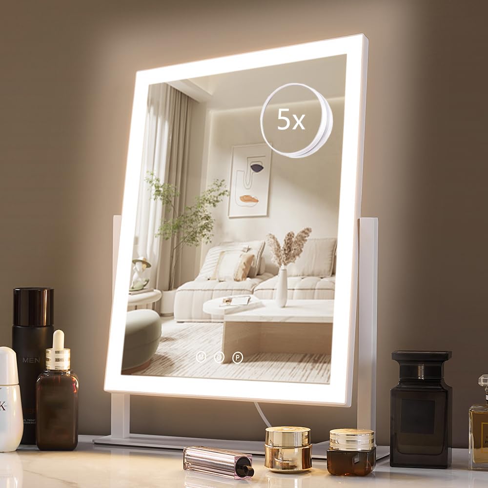 HIEEY lighted makeup mirror front view for even lighting during makeup.