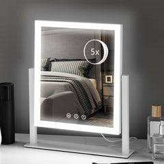 HIEEY lighted makeup mirror front view with even LED lighting for precise makeup
