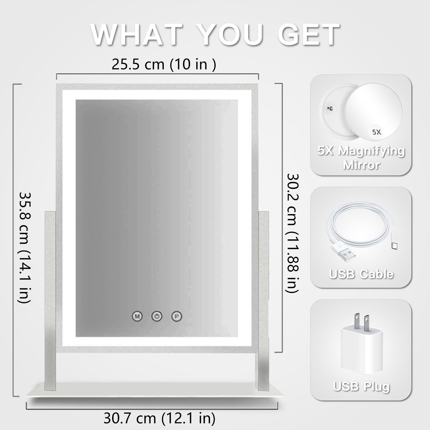 HIEEY lighted makeup mirror side view for space-saving setup and easy positioning