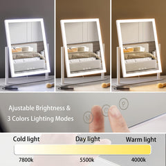 HIEEY lighted makeup mirror three-color modes for precise skin-tone lighting.