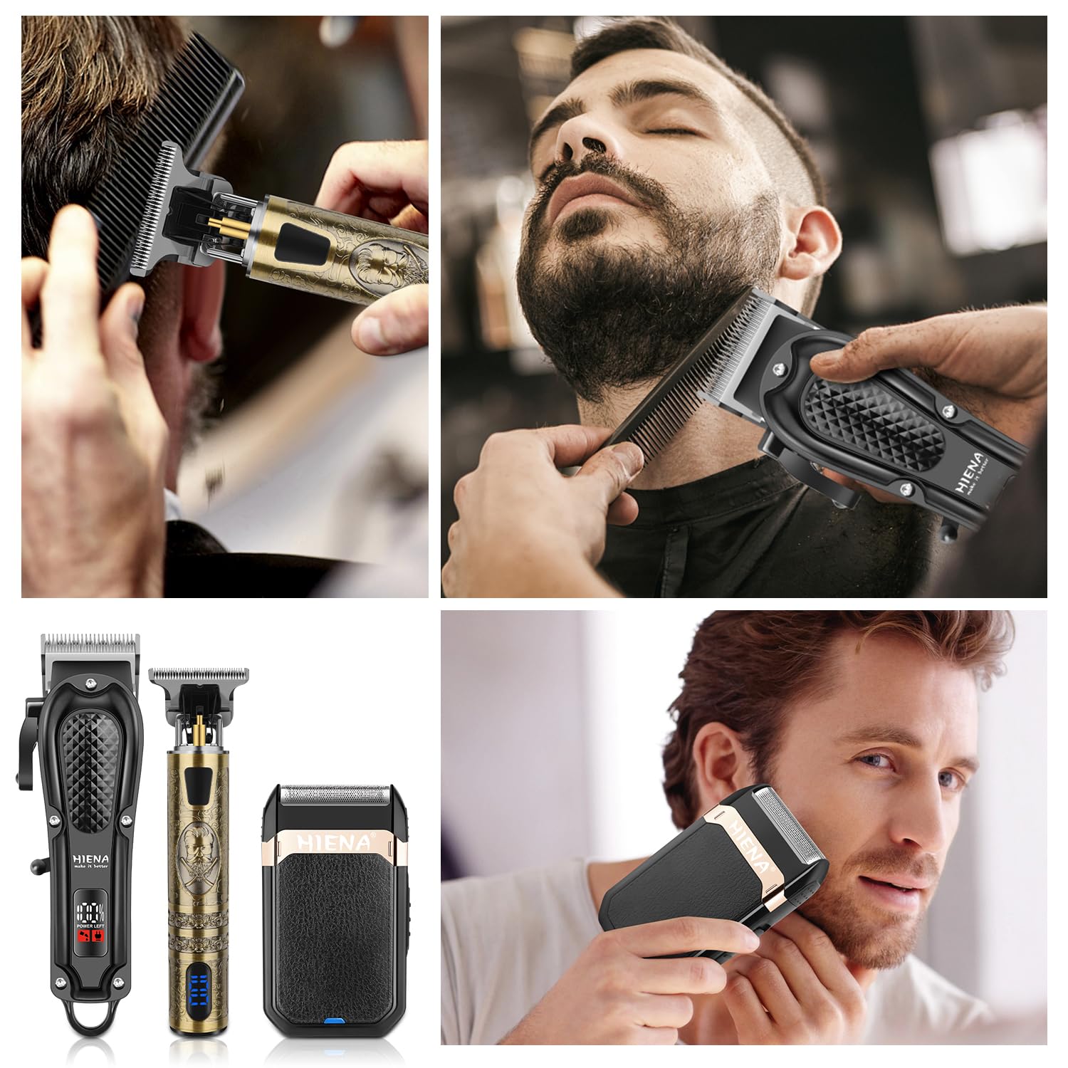 HIENA PRO ergonomic gold design for comfortable long grooming sessions.