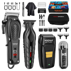 HIENA PRO hair clipper set packaged for professional use and easy storage.