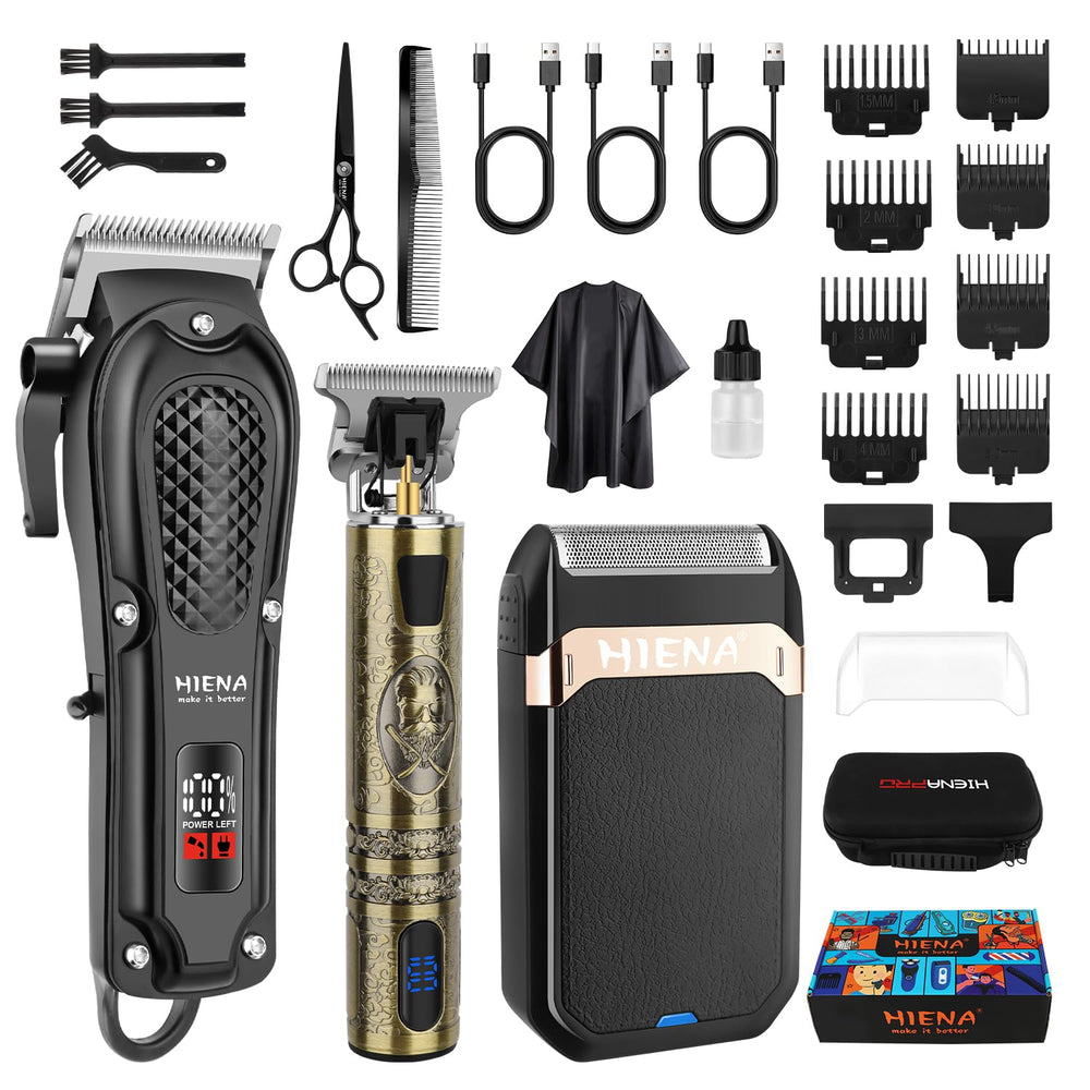 HIENA PRO professional hair clippers close-up with blades for smooth cuts.