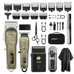HIENA PRO professional hair clippers set in a black bag for complete at-home grooming.