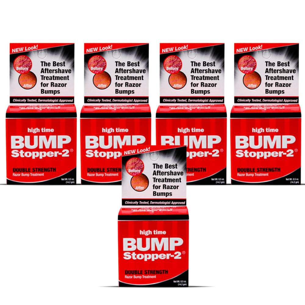 High Time Bump Stopper 2 bottle pour demonstrates easy application for razor bump relief.