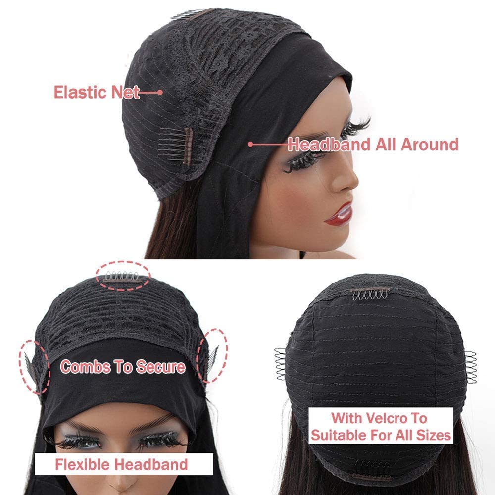 higher headband wig glueless cap with four combs and adjustable straps