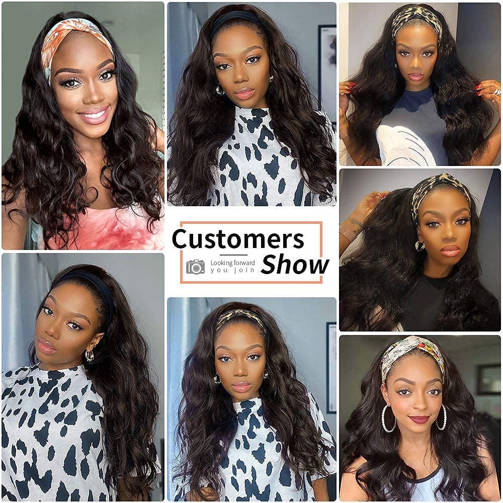 higher headband wig natural black color ready for daily styling
