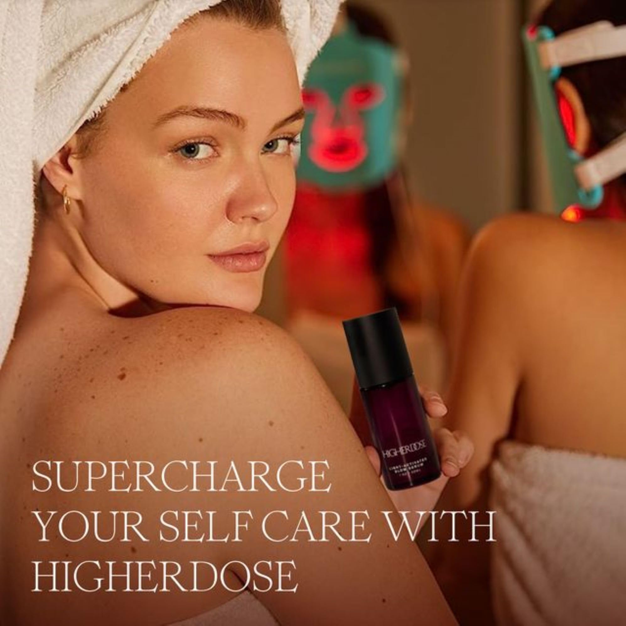 HigherDOSE Glow Serum after sweat session rehydrating skin for refreshed feel