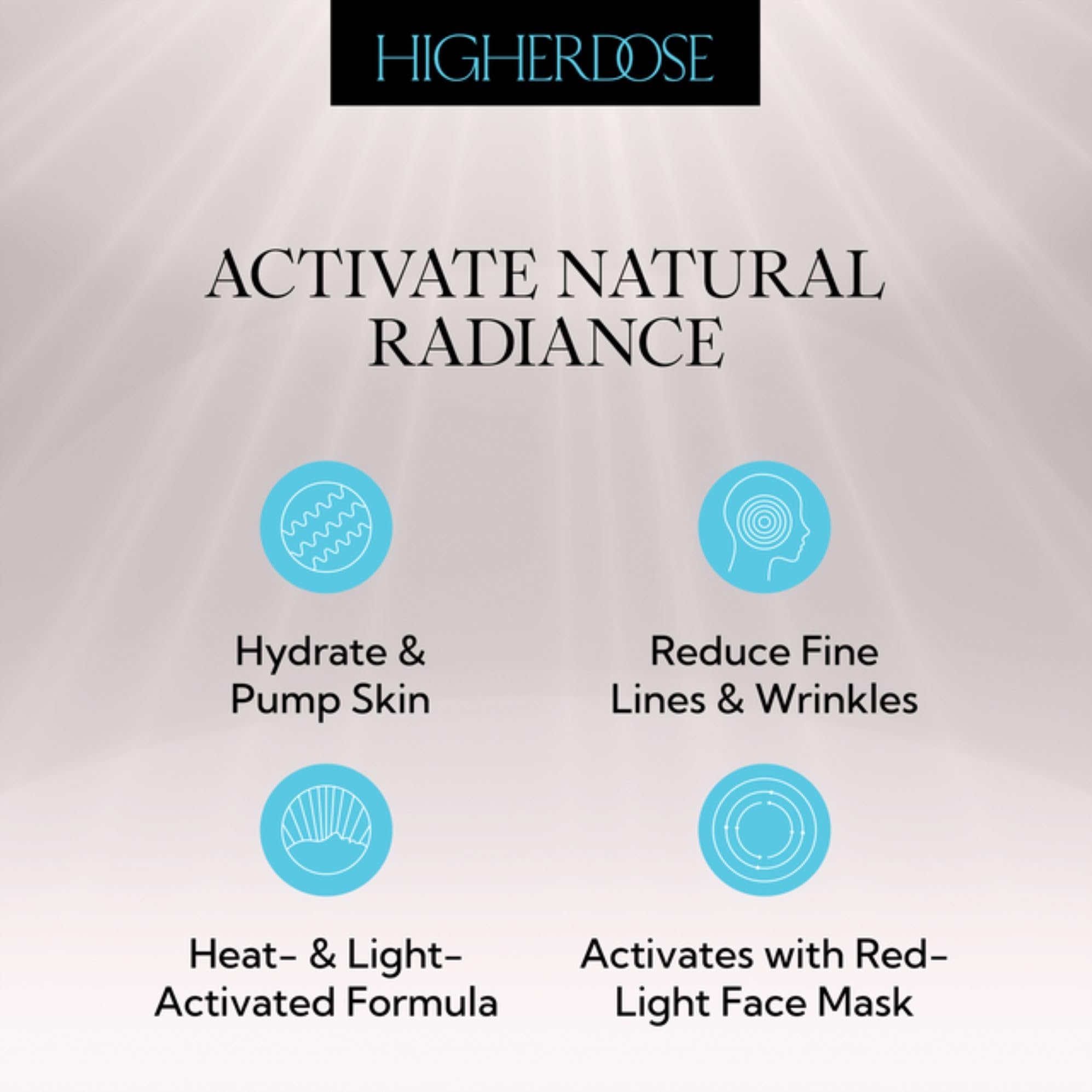 HigherDOSE Glow Serum shown with a mask session to boost glow benefits