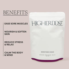 HigherDOSE Serotonin Soak dissolving in water signals soothing bath