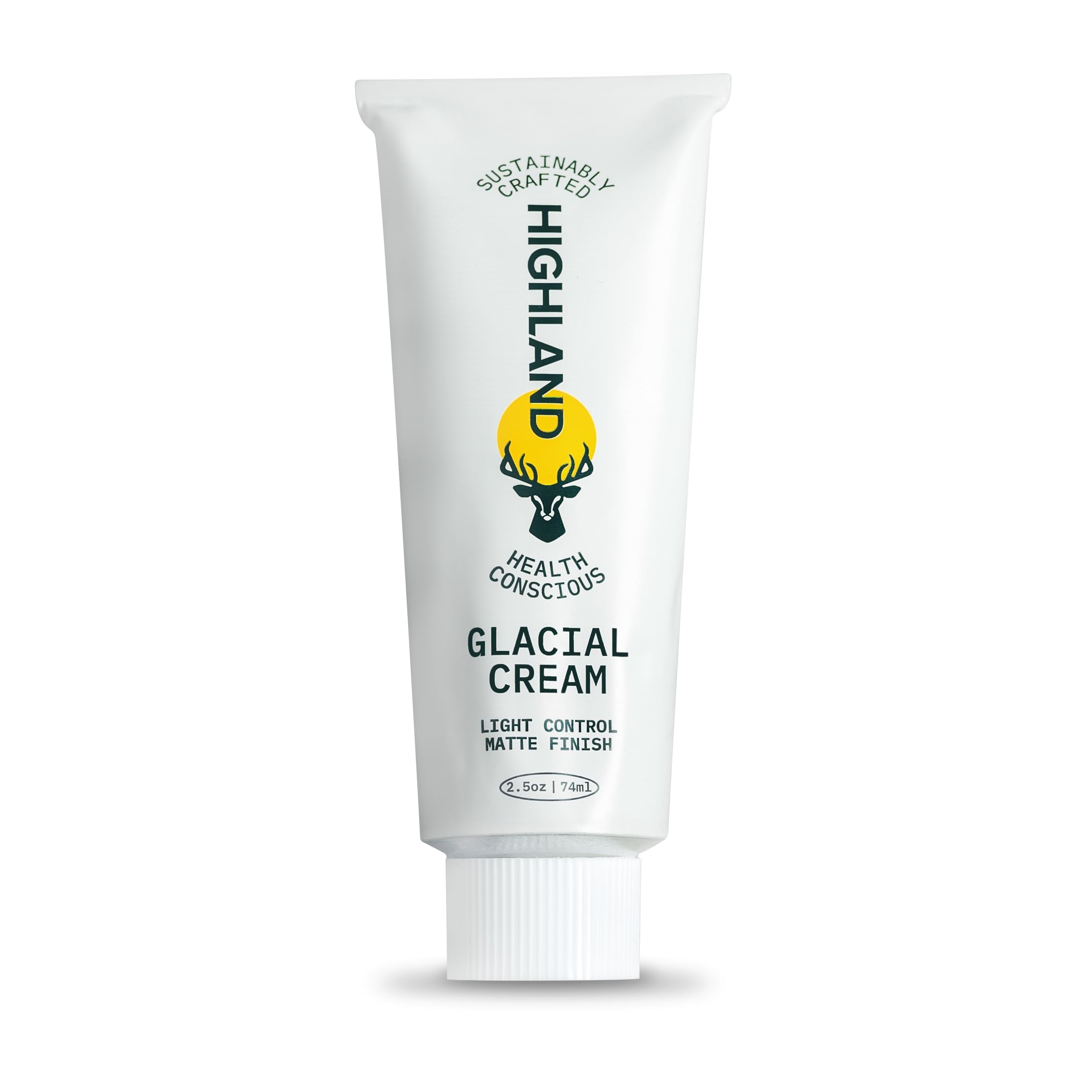 Highland Glacial Cream bottle front showing versatile styling for all hair types