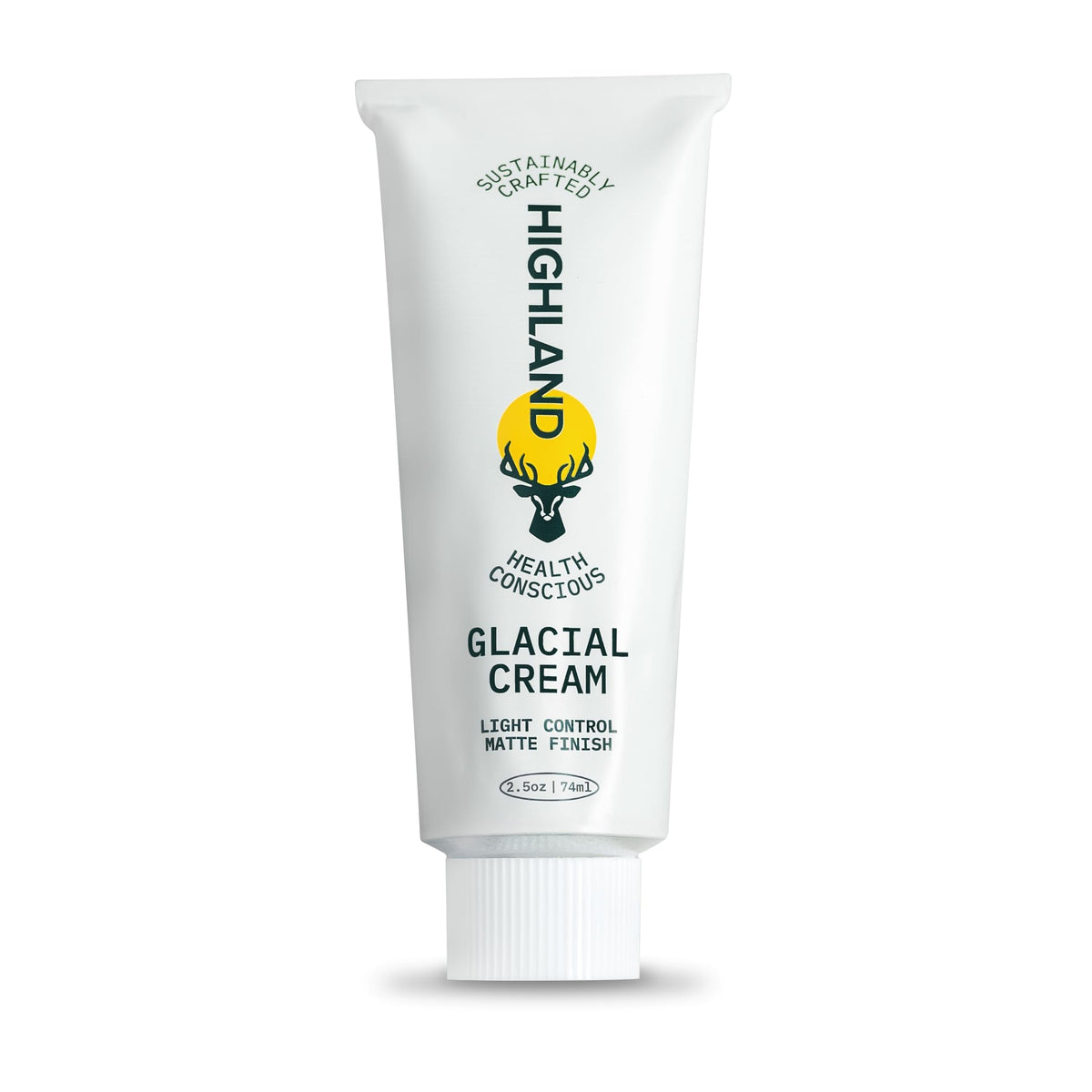 Highland Glacial Cream bottle front showing versatile styling for all hair types