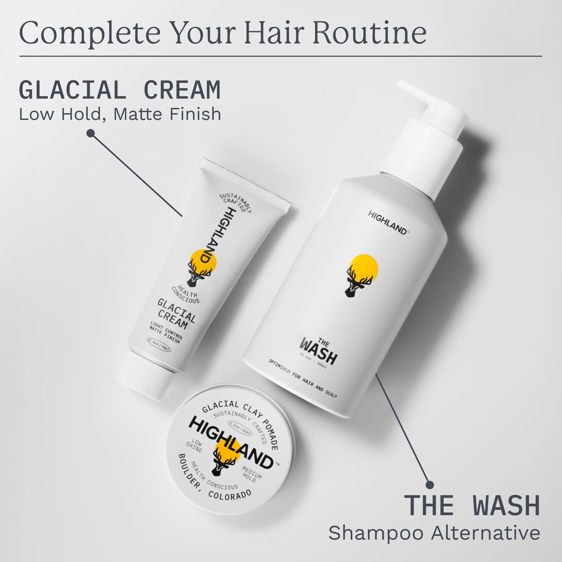 Highland Glacial Hair Clay made in USA and cruelty-free