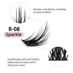Higu clace D Curl Wispy Lashes close-up with flat knot-free roots.