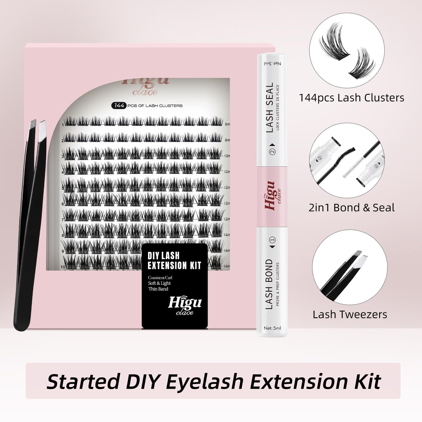 Higu clace lash-bond-and-seal tube close-up for long-lasting hold and easy removal.