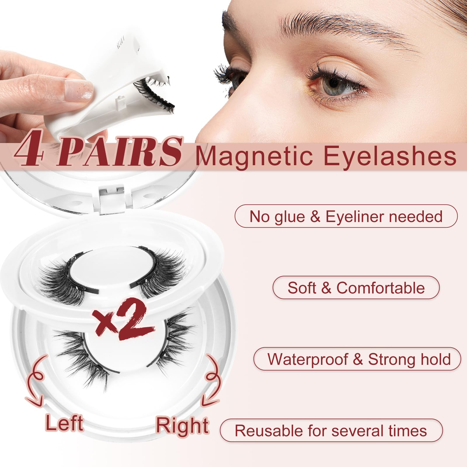 Higu clace lashes closeup natural look showing lightweight design.