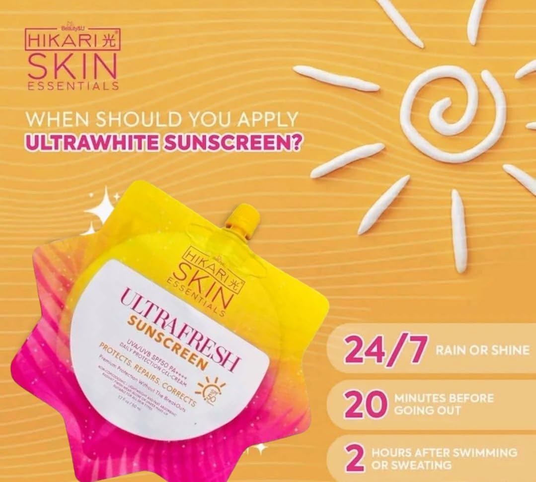 HikariSkin Ultra Fresh Sunscreen skin-glow-effect hints at radiant daily look.