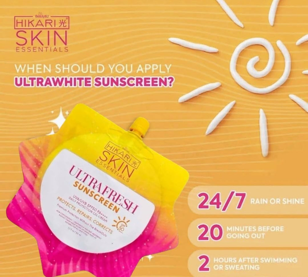 HikariSkin Ultra Fresh Sunscreen skin-glow-effect hints at radiant daily look.