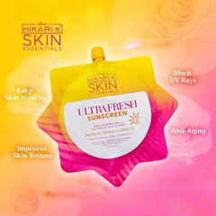 HikariSkin Ultra Fresh Sunscreen sunshield-label highlights SPF 50 coverage.
