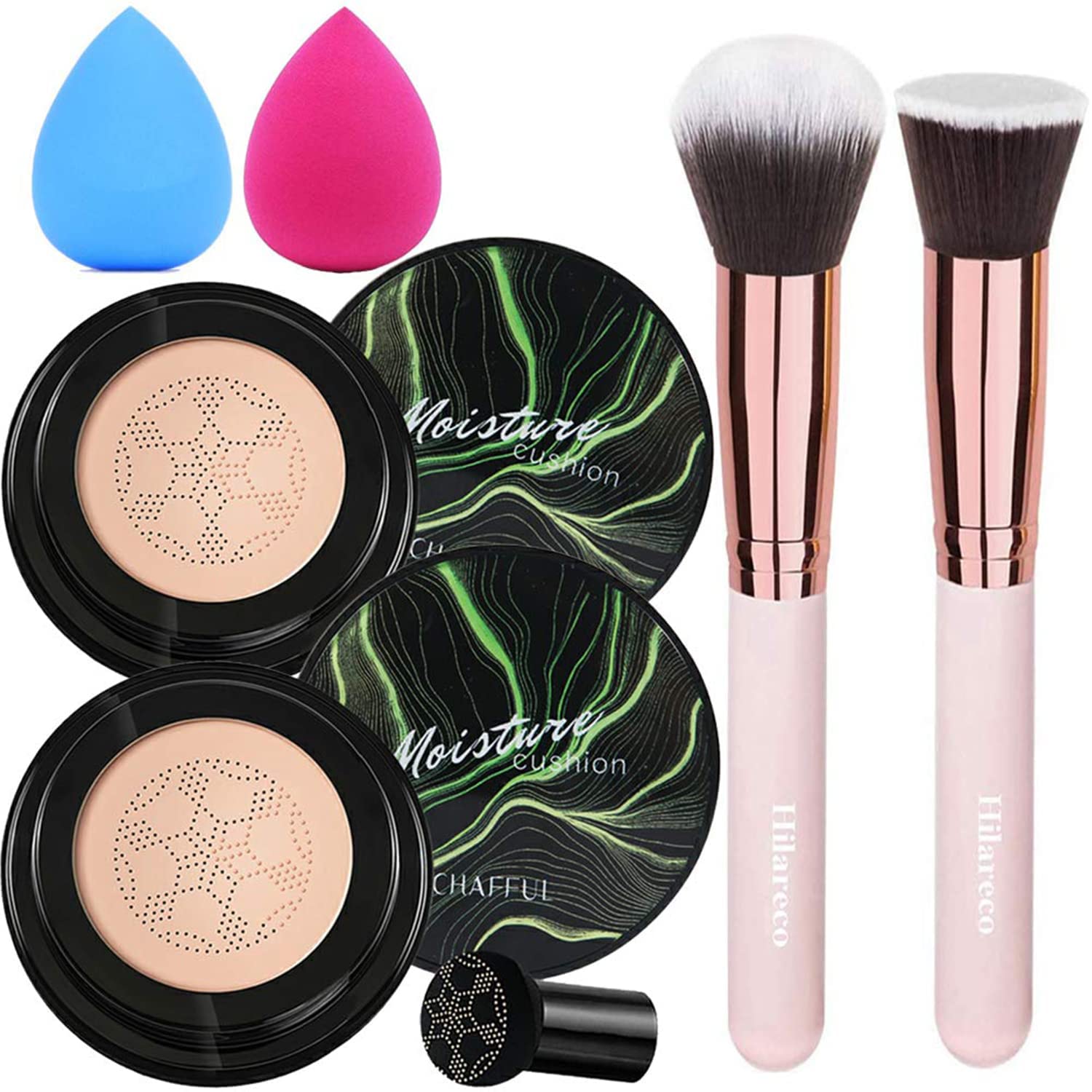 Hilareco air cushion CC cream 02 Natural swatch delivers breathable coverage for a natural base.