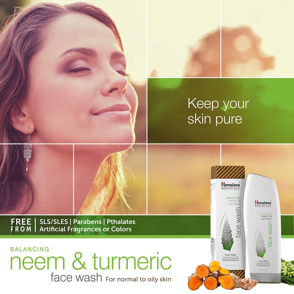 Himalaya Botanique balancing neem-turmeric face-wash foaming-lather demonstrates gentle cleansing