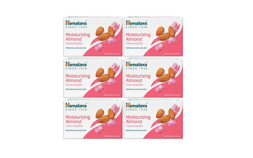 Pack shot of Himalaya Moisturizing Almond Cleansing Bar for soft, nourished skin.
