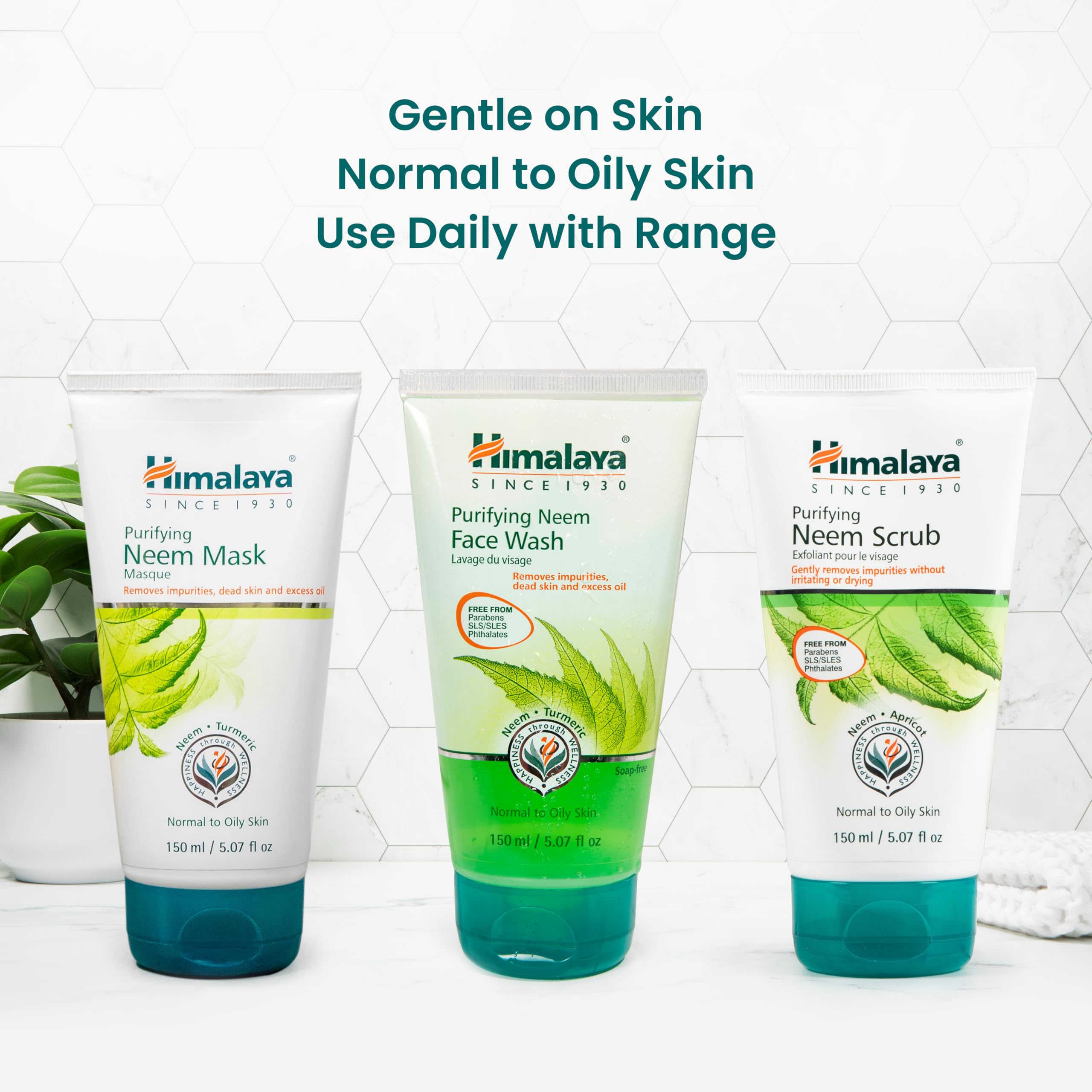 Himalaya Purifying Neem Face Wash natural ingredients highlight neem and turmeric benefits.