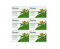 Himalaya neem-turmeric cleansing bar packaging shows vegan and paraben-free claim.
