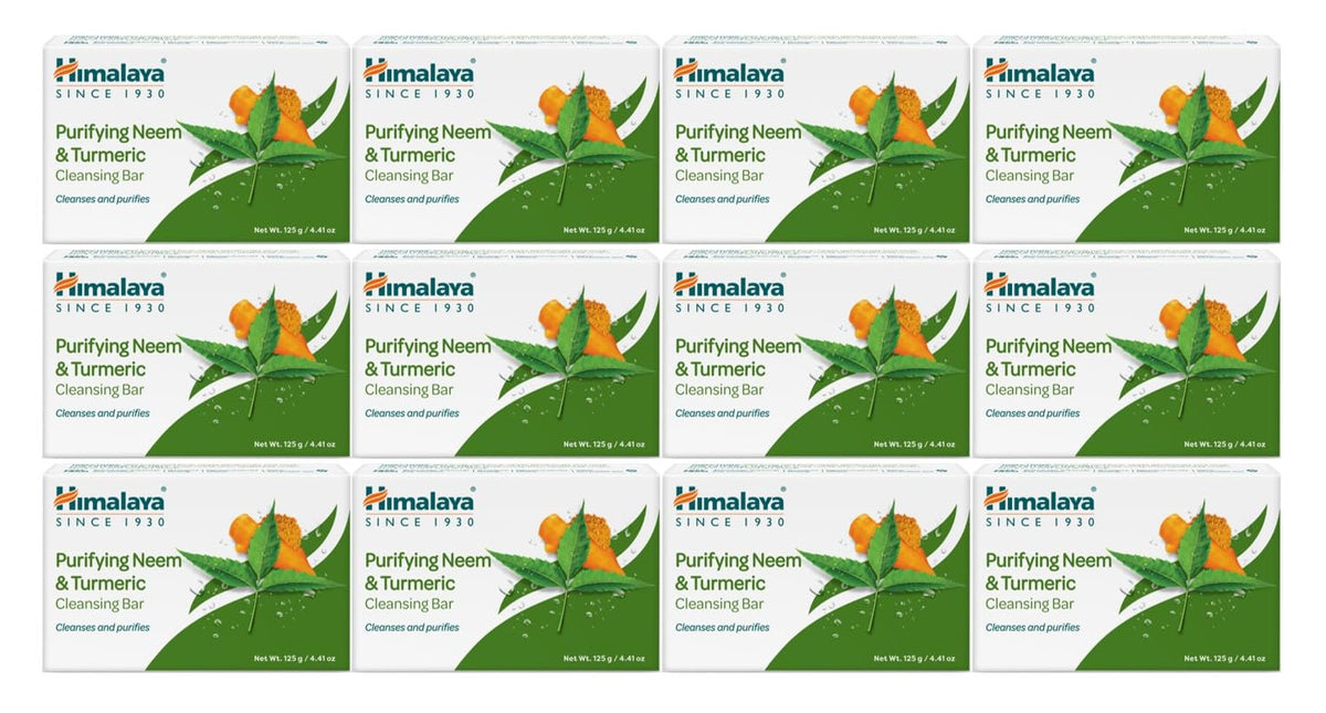 Himalaya Purifying Neem Turmeric cleansing bar packshot for daily cleansing and refreshed skin.