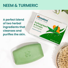 Himalaya neem-turmeric cleansing bar solid form for daily cleansing.