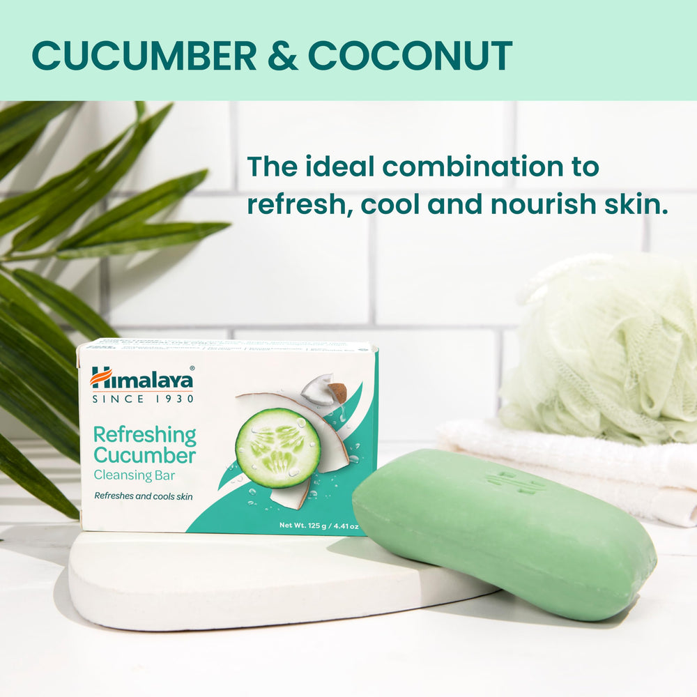 Himalaya cucumber cleansing bar lather closeup showing gentle foam for sensitive skin