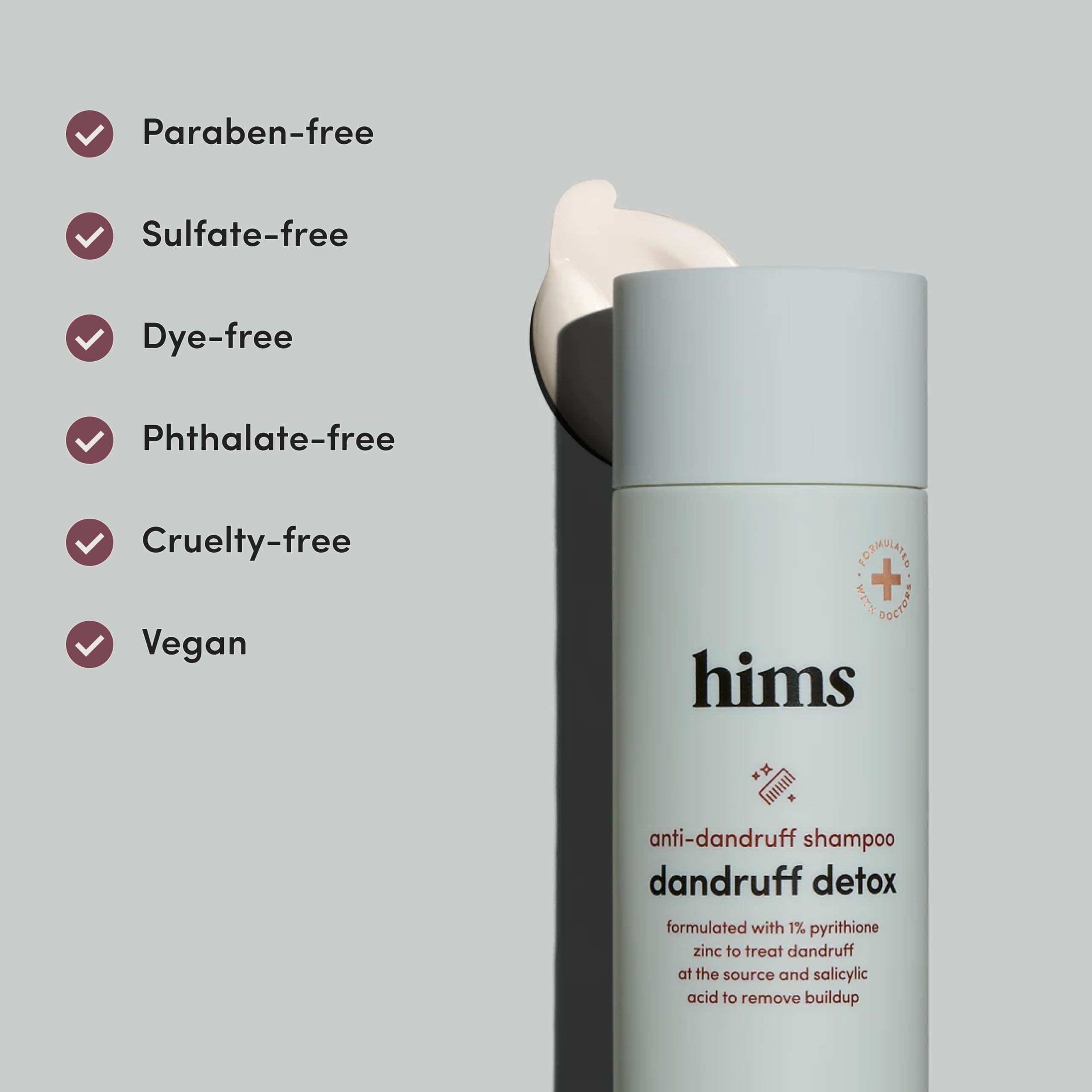 hims Dandruff Detox with argan oil nourishes and conditions for smoother hair.
