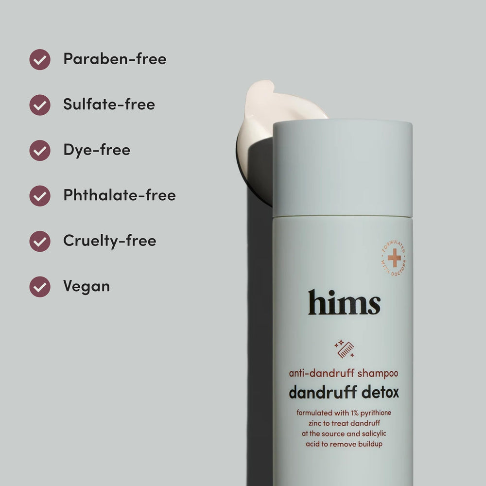 hims Dandruff Detox with argan oil nourishes and conditions for smoother hair.