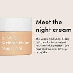 Hims Goodnight Wrinkle Cream applied to the face showing creamy, quick-absorbing texture.